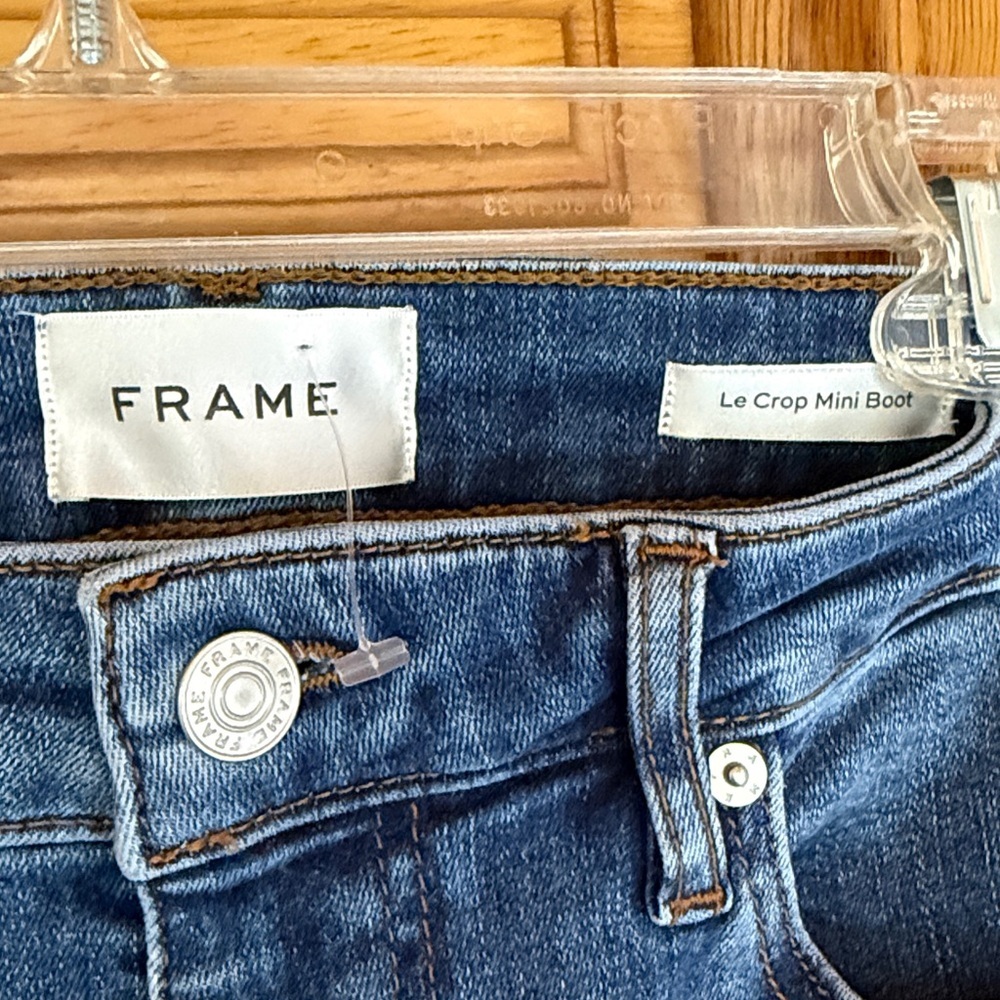FRAME Le Crop Mini Boot Classic Blue Denim Jeans - Picture 3 of 6